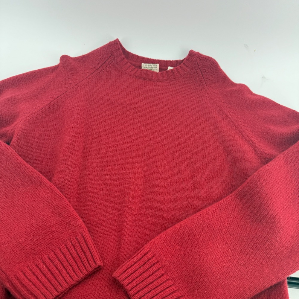 Timberland Stratham Issue Mens XL Red 100% Lambswool Crewneck Sweater T03885